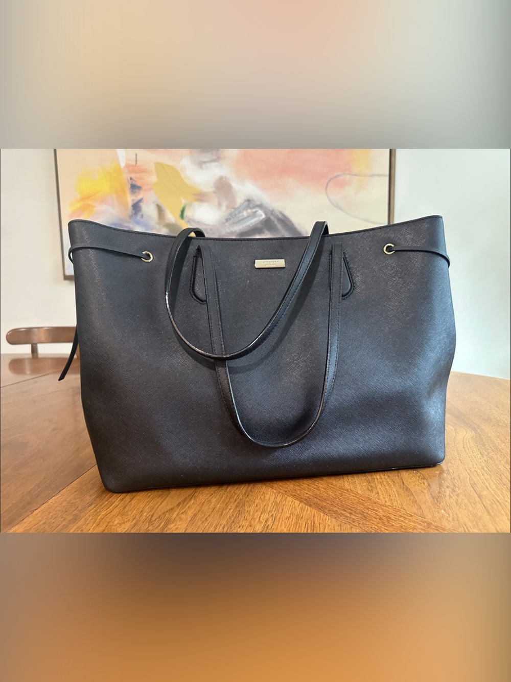 KATE SPADE Ari Laurel Way Saffiano Leather Shoulder Tote Black Bag - large